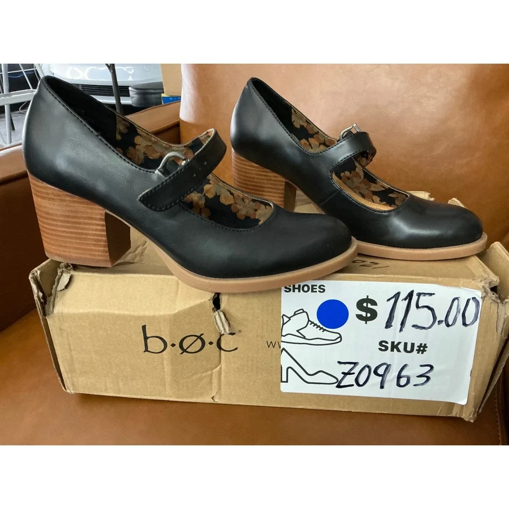 b.o.c. Blaire Mary Jane Heels Womens 9.5 Black Block Heel